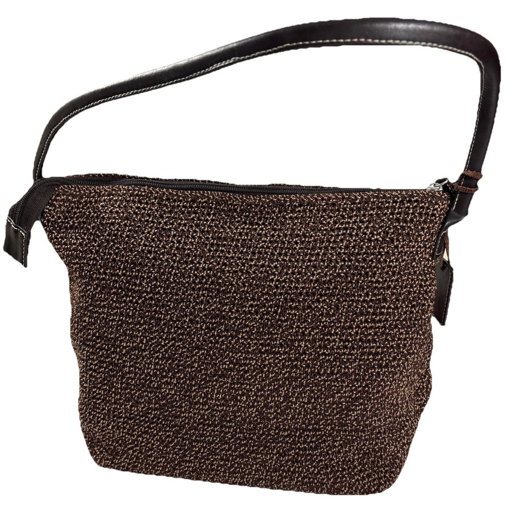 VTG Y2K The Sak Elliot Lucca Woven Knit Hobo Shoulder Bag Brown Black Trim - Picture 4 of 9